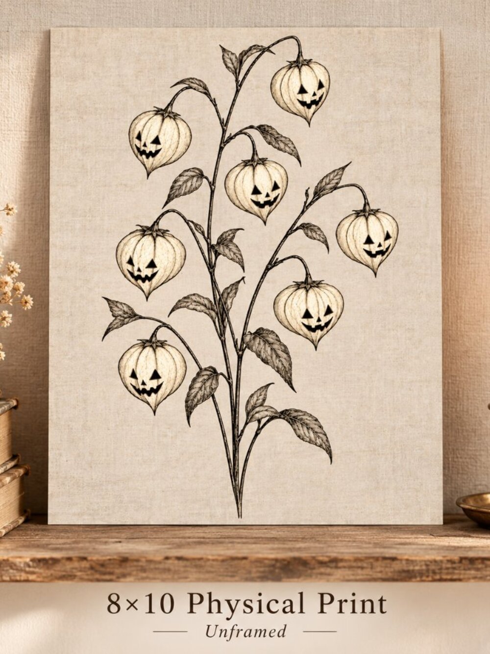 NEW Little Jacks Chinese Lanterns 8x10 Halloween Botanical Art Print